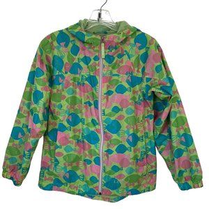 L.L.Bean Kids Discovery Fish Print Hooded Rain Jacket